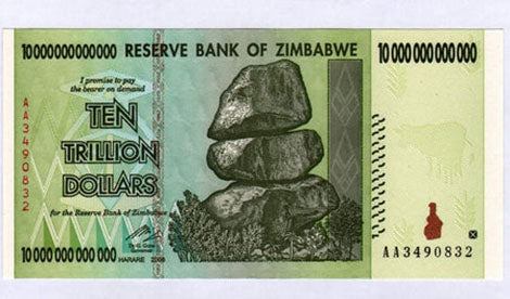 Zimbabwe 10 Trillion Dollar Note